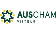 AusCham Vietnam logo with a green 7 pointed star with yellow dots in between each point.