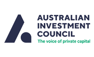 Australian Investment Council Logo in navy with The voice of private capital written in green.